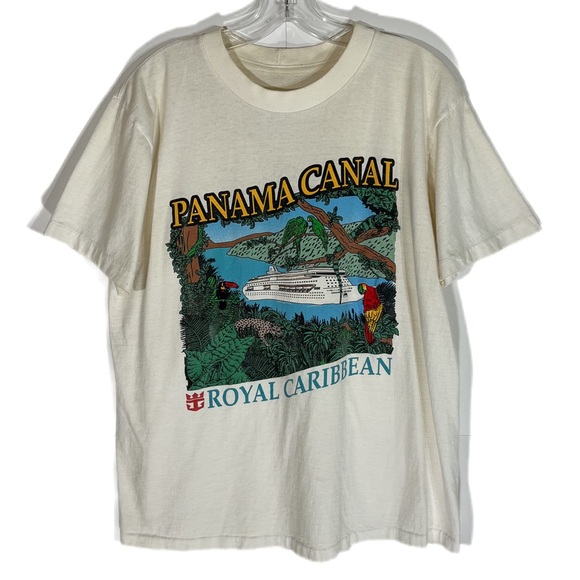 Royal Caribbean Other - Vintage Royal Caribbean Shirt Men M White Cruise Ship Panama Canal Embroidered